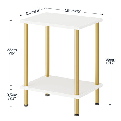 HOOBRO End Table, Small Side Table, Nightstand with 2-Layer Storage Shelves, Sofa Table for Small Spaces, Living Room, Bedroom, Stable Frame, Easy Assembly, Rustic Brown BF09BZ01