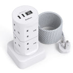 Tower Extension Lead with USB Slots, 8 Way Multi Plug Extension Tower &4USB