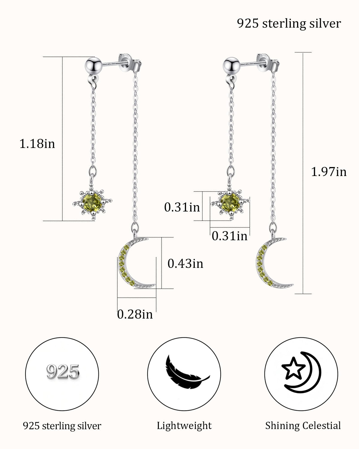 Moon and Star Dangle Earrings