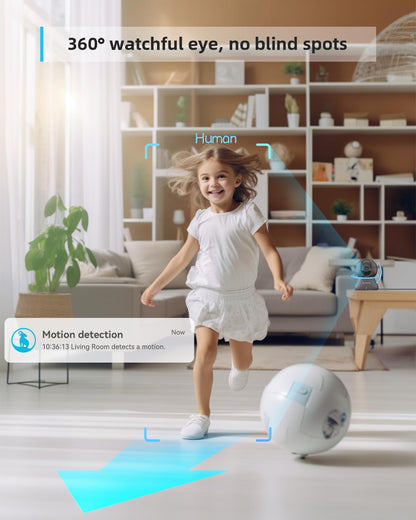 blurams Pet Camera 2K, Indoor Cameras, Dog Camera, 360° Home Security Cameras, Color Night Vision, Motion Tracking, 2-Way Talk, Cloud&SD, APP Control, Compatible with Alexa