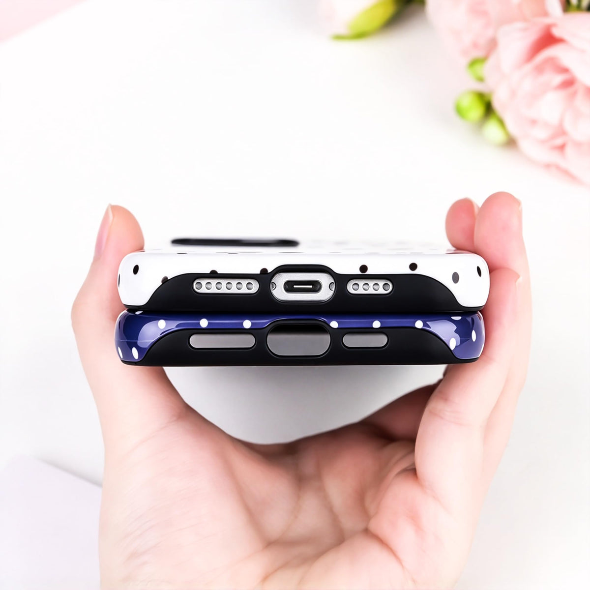 Polka Dot Pattern Phone Case for iPhone 17 6.3", White