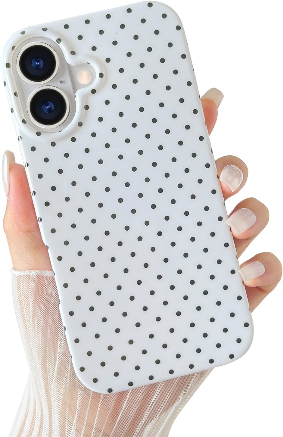 Yeddabox for iPhone 15 Case Cute Polka Dot Phone Case Soft TPU Slim Shockproof Phone Cover for Women Girls, Blue