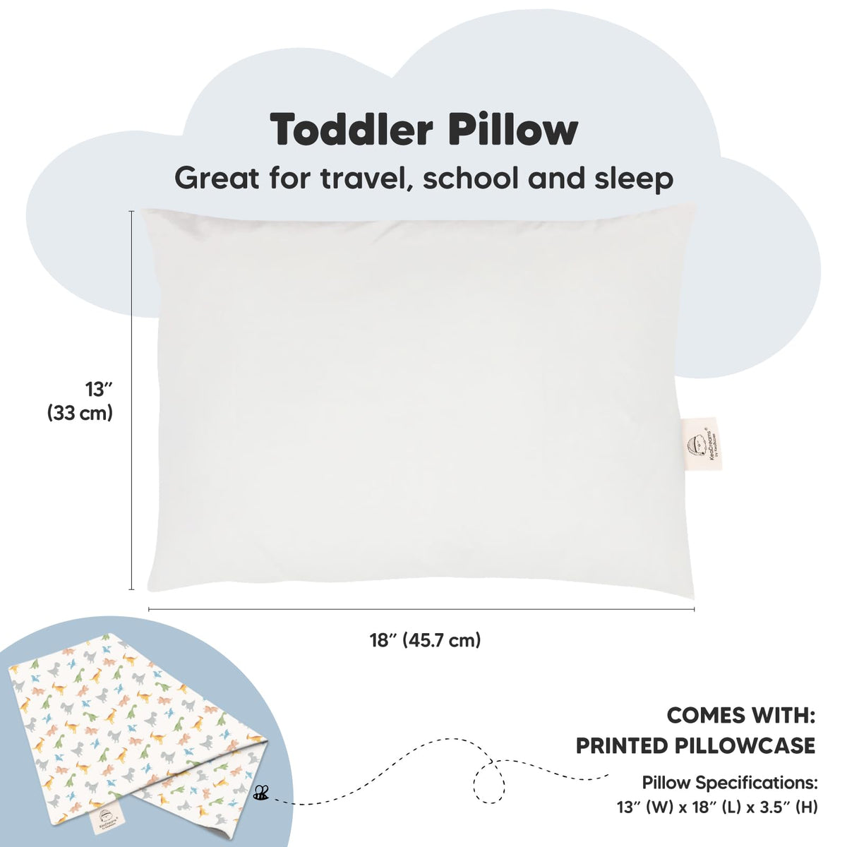 Toddler Pillow with Pillowcase 13x18 My Little Dreamy Pillow(Jolly Rainbow)
