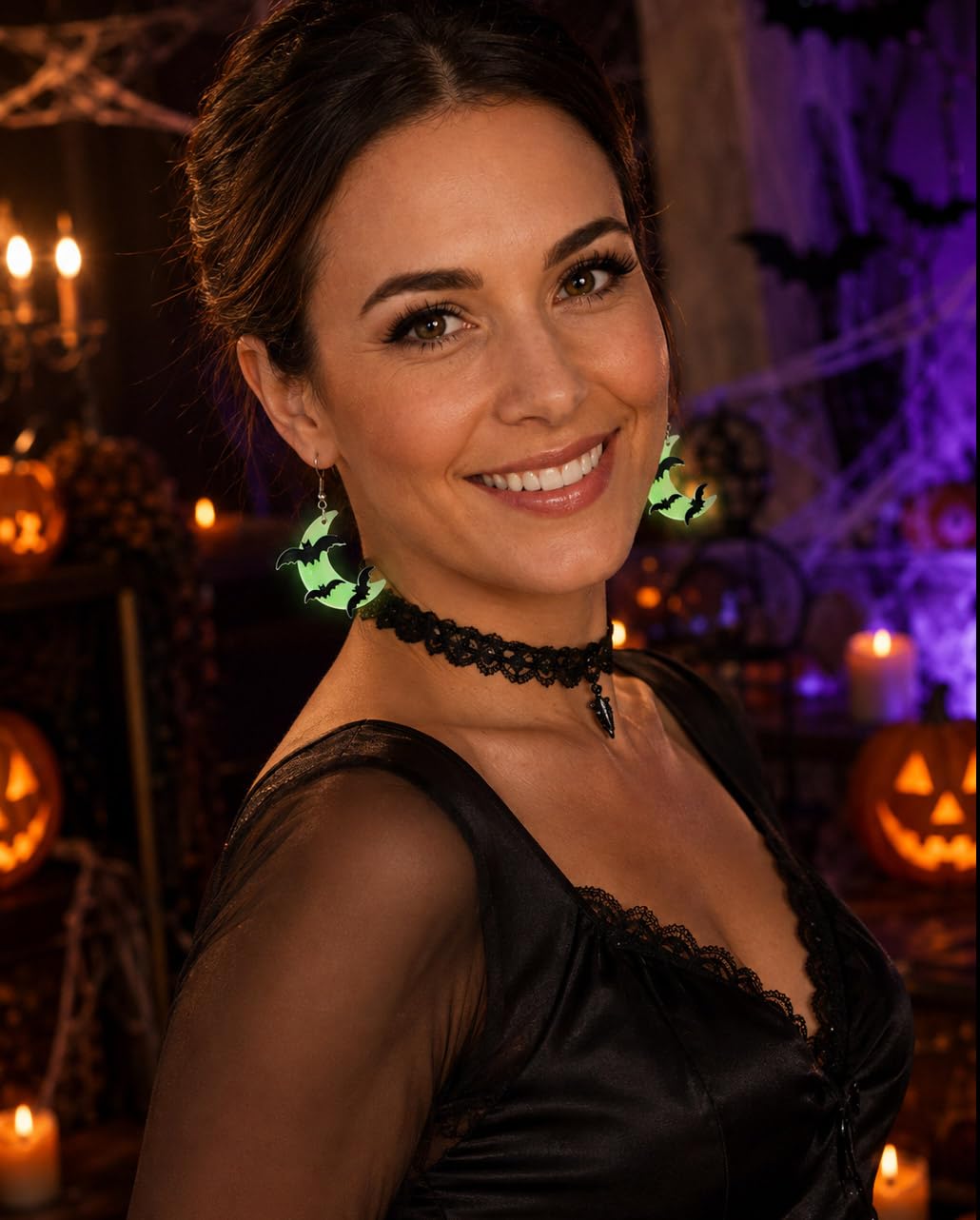 Glow in the Dark Halloween Earrings, Bat Ghost Coffin Boo Dangle Earrings