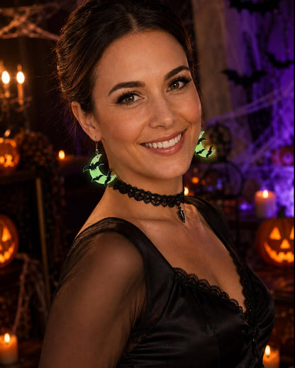 Glow in the Dark Halloween Earrings, Bat Ghost Coffin Boo Dangle Earrings