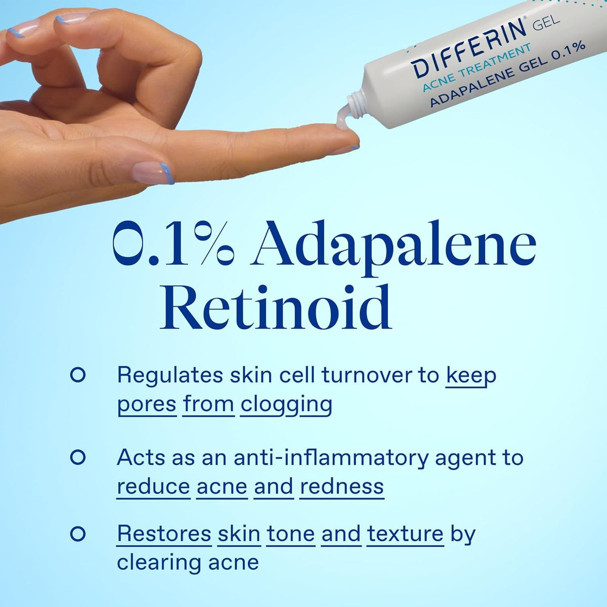 Differin Acne Retinoid Treatment Gel, 0.1% Adapalene, 15g Tube