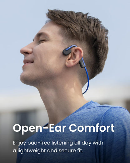 SHOKZ OpenMove - Open-Ear Bluetooth Sport Headphones - Bone Conduction Wireless Earphones - Sweatproof for Running and Workouts, with Sticker Pack (Grey)