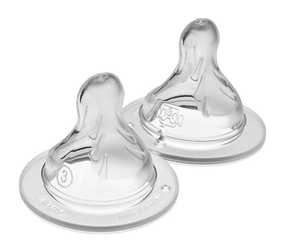MAM Baby Bottle Anti-Colic Medium Flow Nipples, Fits All MAM Bottles, 2 Pk