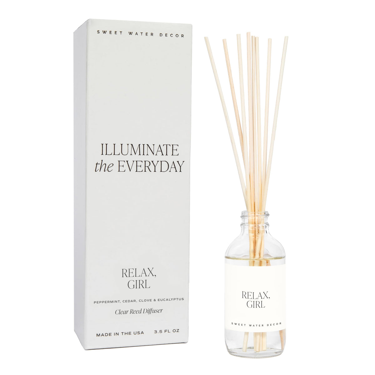 Sweet Water Decor Spa Day Reed Diffuser Set - Sea Salt, Jasmine, Wood, and Cream Scented Diffuser - Relaxing Spa Scent Diffusers for Home, Long Lasting Fragrance, Made in the USA