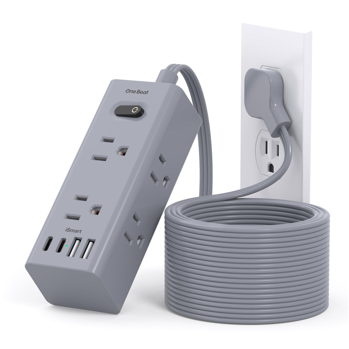 One Beat 5Ft Extension Cord with Multiple Outlets,Flat Plug Power Strip