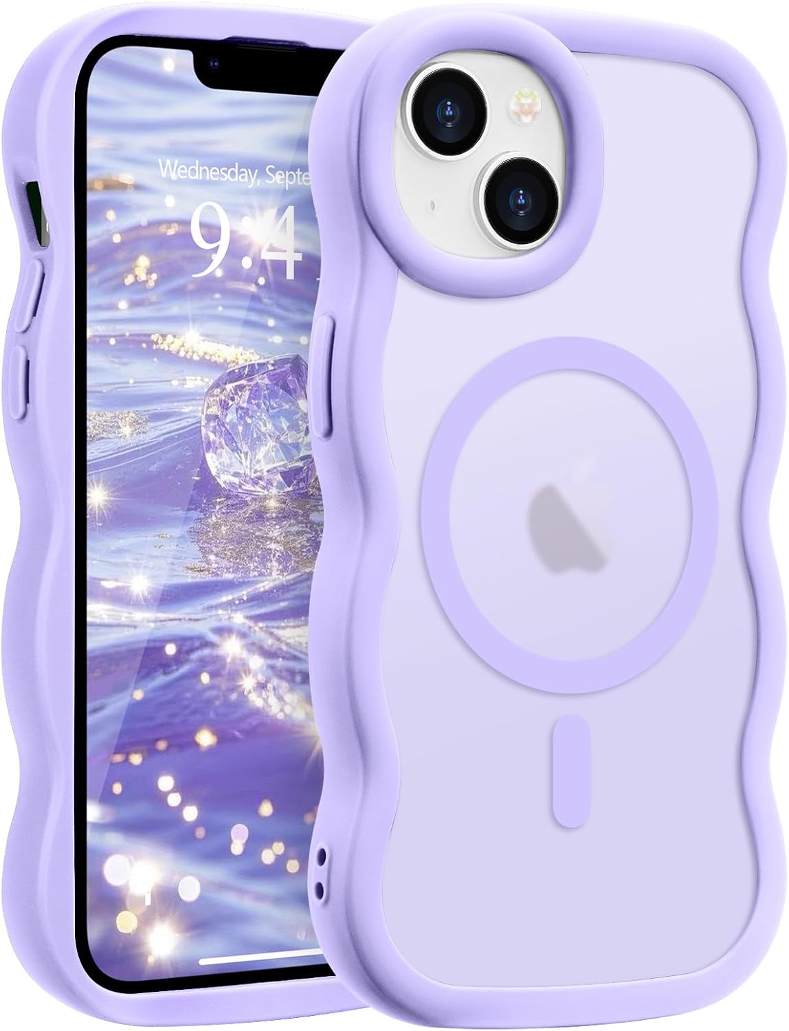 Pepmune for iPhone 16 Pro Max Case Curly Wavy Frame Translucent, Burgundy