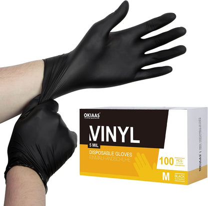 OKIAAS Vinyl Disposable Gloves, Latex-Free, Powder Free, Food Grade