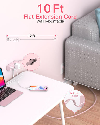 One Beat 5Ft Extension Cord with Multiple Outlets,Flat Plug Power Strip