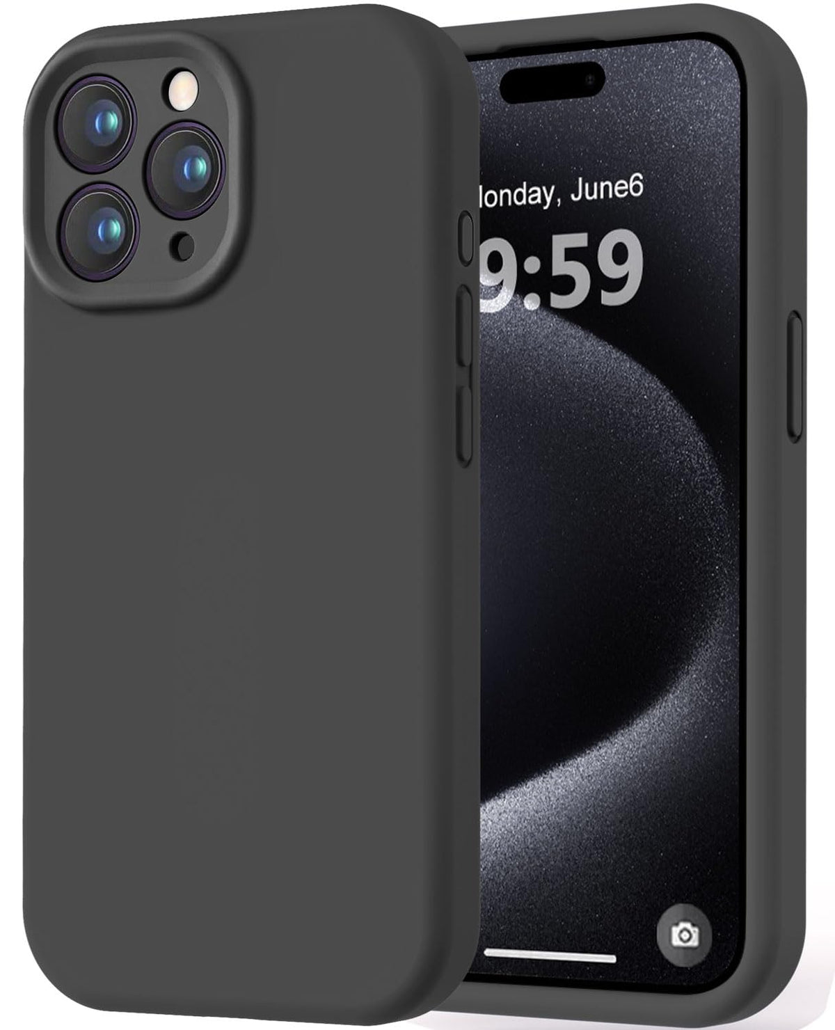 LOVE 3000 Designed for iPhone 16 Case, Premium Silicone with [Soft Anti-Scratch Microfiber Lining] Shockproof Protective Phone Case for Men Women Girls 6.1", Black