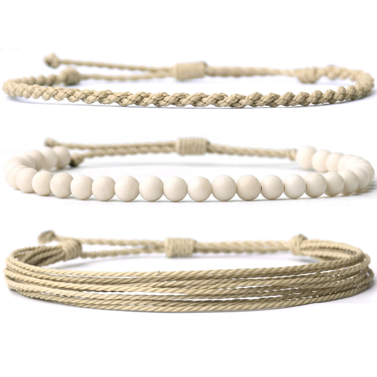 Mezcla Vida Handmade Natural Stone Beaded Healing Bracelet Gift for Men Adjustable Rope String Bracelet