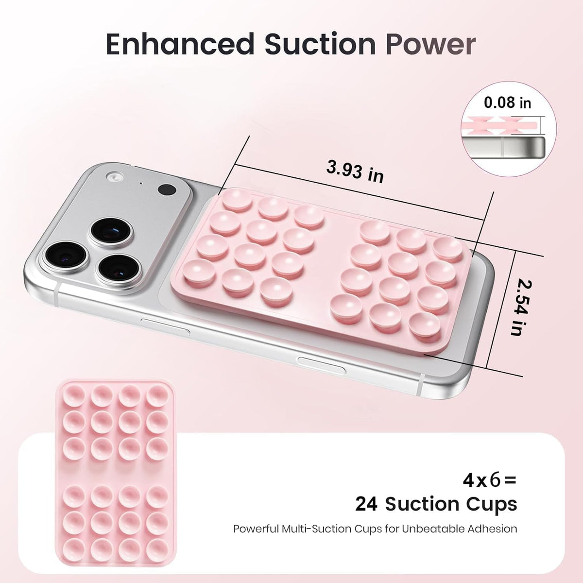 Upgraded Double Sided Silicone Suction Phone Case Detachable Mount, White
