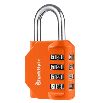 SharkByte Heavy Duty Combination Padlock – 4-Digit Weatherproof Outdoor Lock with Stainless Steel Shackle, Anti-Rust Resettable Code for Gym, School, Locker, Shed, Toolbox, Gate & Warehouse - Purple