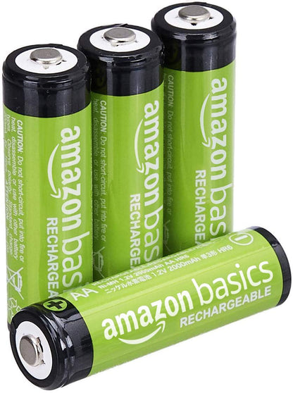 Amazon Basics 16-Pack Rechargeable AA NiMH Batteries, 2000 mAh, 1.2V, Recharge up to 1000x Times, Pre-Charged