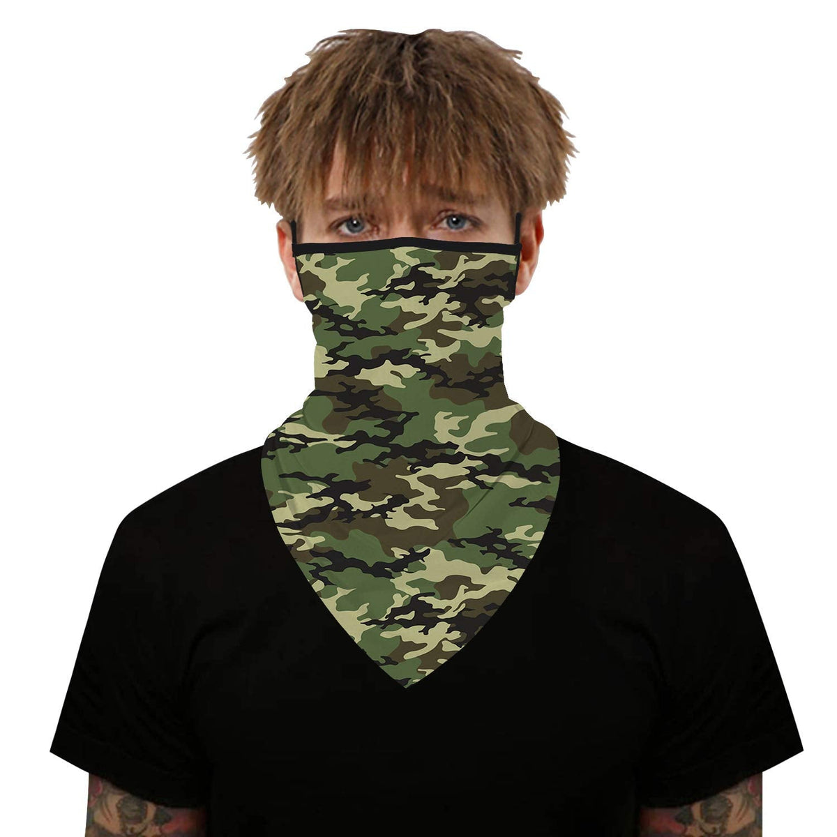YAYOUREL Neck Gaiter Face Mask Bandanas for Men Women UV Face Scarf Cover Ear Loop Hole Facemask for Fishing Running Cycling