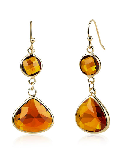 Handmade Dangle Drop Birthstone Earrings 14K Gold - Plated Hypoallergenic Lightweight & Comfortable Elegant Gemstone Earrings for Women