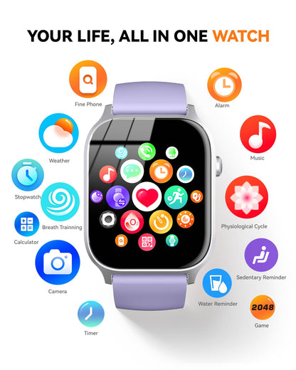 Smart Watch for Men Women- Answer/Make Call, 2024 IP68 Waterproof Fitness Tracker Watch with Sleep Step Counter Activity Smartwatch for Samsung Android iPhone iOS (Black-Blue, 1.83)