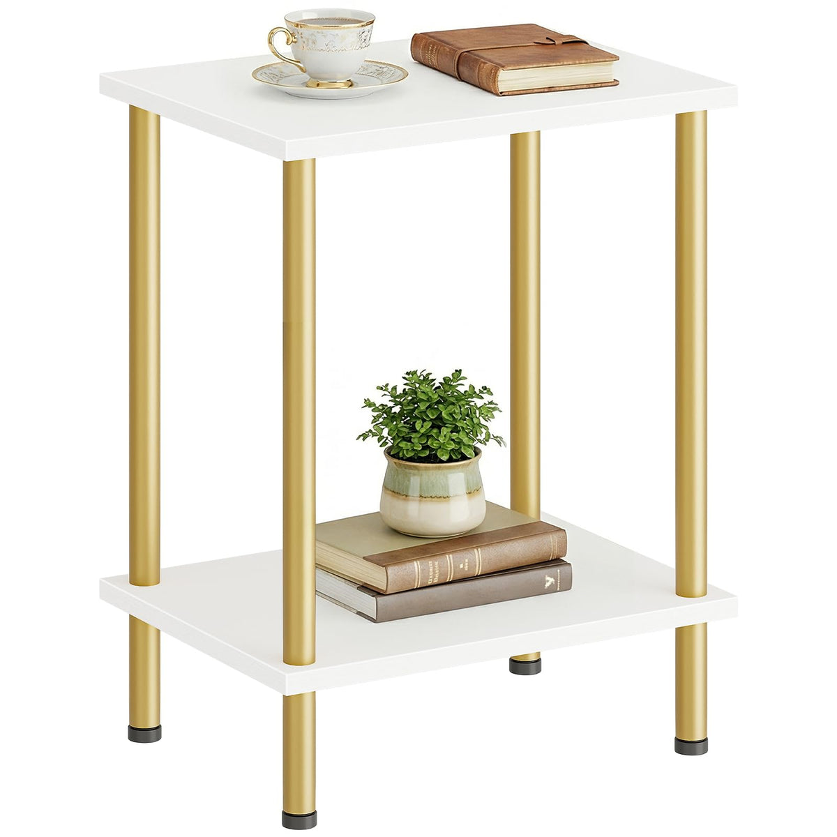HOOBRO End Table, Small Side Table, Nightstand with 2-Layer Storage Shelves, Sofa Table for Small Spaces, Living Room, Bedroom, Stable Frame, Easy Assembly, Rustic Brown BF09BZ01
