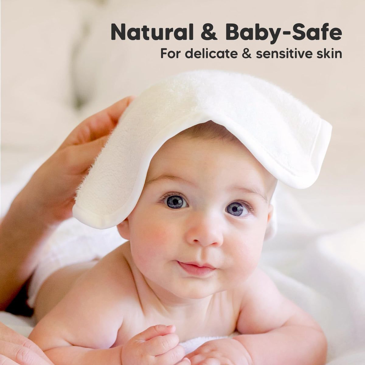 6-Pack Baby Washcloths, Soft Absorbent Washcloths for Face, Body (White)