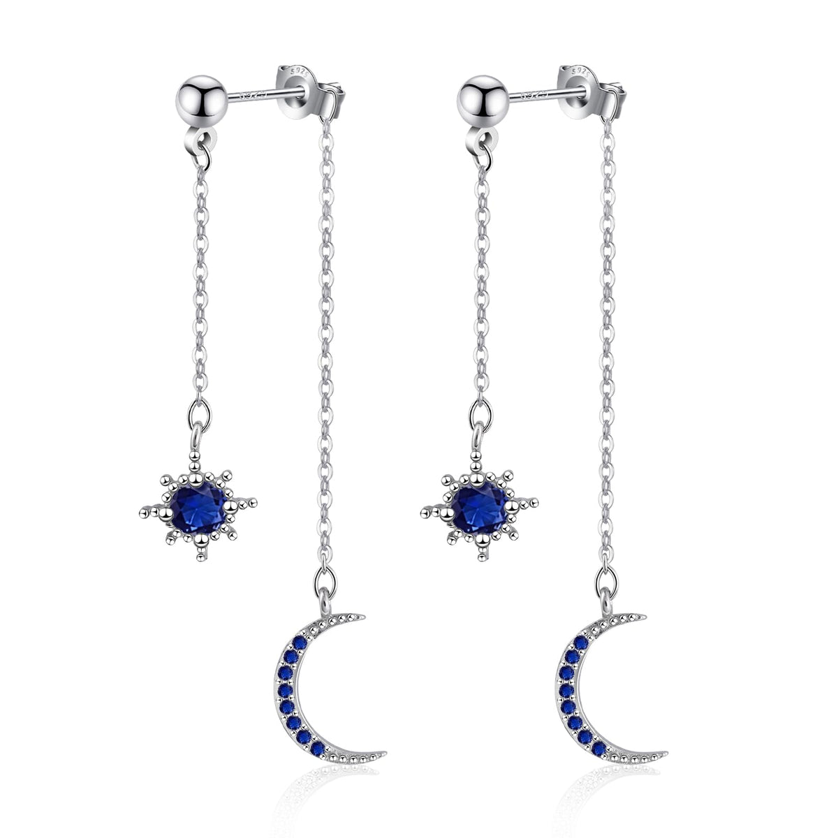 Moon and Star Dangle Earrings