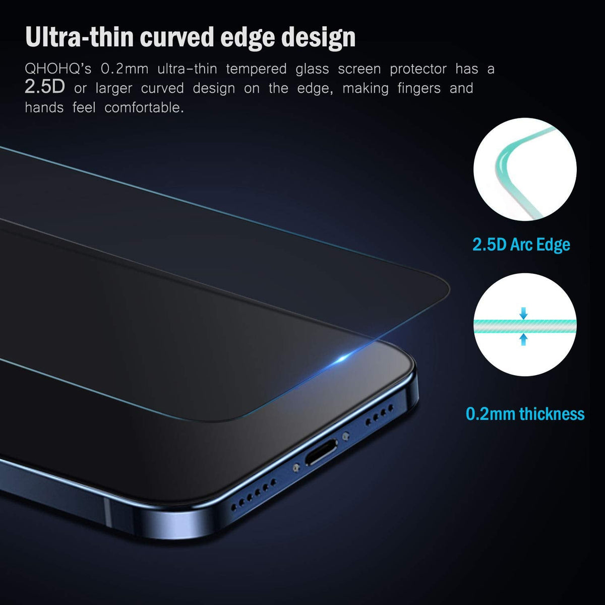 QHOHQ 3 Pack Screen Protector for iPhone 14 Plus 6.7 Inch with 3 Pack Tempered Glass Camera Lens Protector, Ultra HD, 9H Hardness, Case Friendly [Easy to Install Frame]