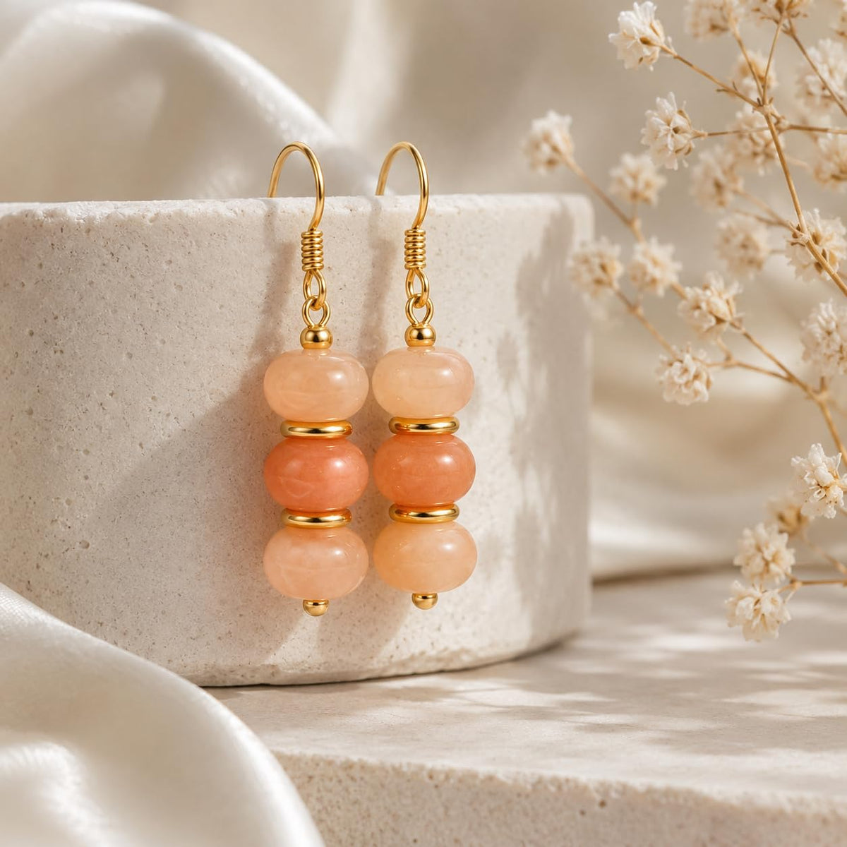 Gempires Beaded Gemstone Dangle Earrings for Women, Boho Gold Birthstone