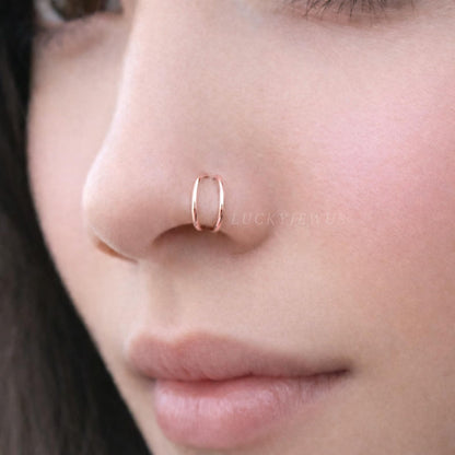 Double Hoop Nose Ring, 14K Gold Filled/Sterling Silver,20G/22G,6mm/7mm/8mm