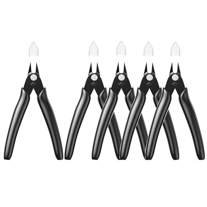 BOENFU Wire Cutter 2 Pack Precision Flush Cutters Side Cutter Small Cable Snips Diagonal Pliers for Cable Tie, 3D Print, Plastic Models, Jewelry, Electronics, Black, 5 Inches