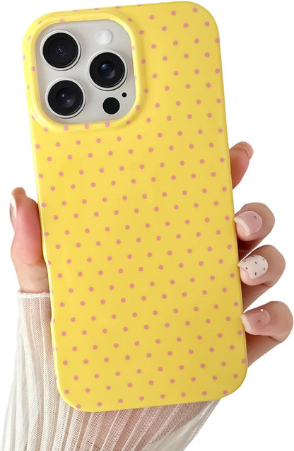 Yeddabox for iPhone 15 Case Cute Polka Dot Phone Case Soft TPU Slim Shockproof Phone Cover for Women Girls, Blue