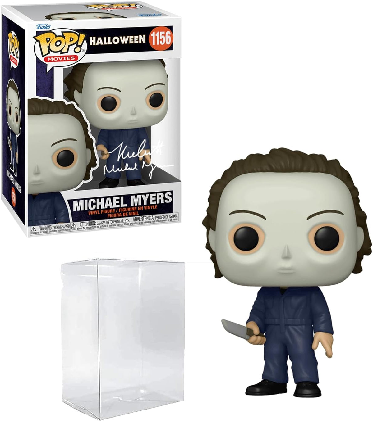 Nick Castle Michael Myers #1156 Halloween Facsimile Signed Reprint Laser Autographed Funko POP! Movies Figurine with Protector Case