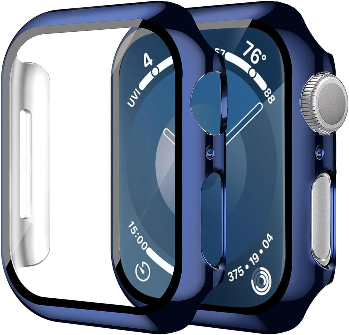 Smiling 2 Pack Case Compatible with Apple Watch Series 9 (2023)/Series 8 /Series 7 45mm with Tempered Glass Screen Protector, Hard PC Case Overall Protective Cover- Starlight