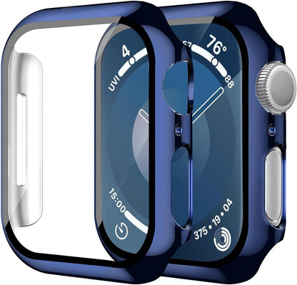 Smiling 2 Pack Case Compatible with Apple Watch Series 9 (2023)/Series 8 /Series 7 45mm with Tempered Glass Screen Protector, Hard PC Case Overall Protective Cover- Starlight
