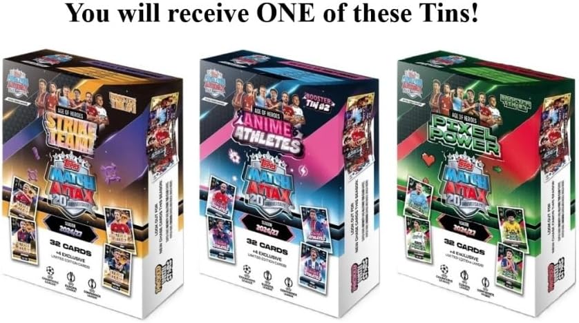 2026/27 Topps Match Attax UEFA 36 Card Collectors TIN w/4 LIMITED EDITION!