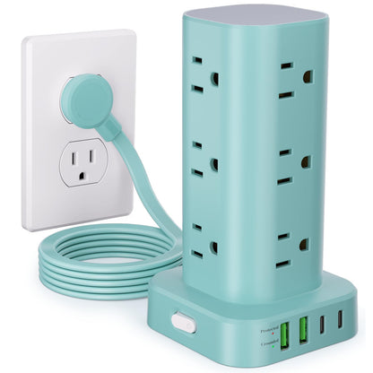 6FT Power Strip Tower Surge Protector, 12 Wide Spaced Outlets, 4 USB