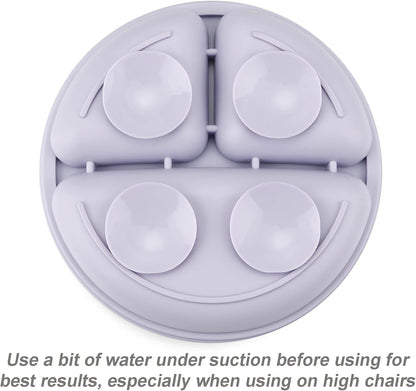 PandaEar 3 Pack Toddler Plates, Silicone Divided Suction Plate for Babies, BPA-Free 100% Food-Grade Silicone Unbreakable Baby Plate (Pink/Purple/Blue, Without Lids)