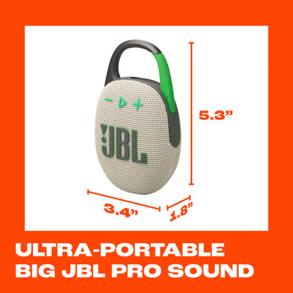 JBL Clip 5 - Ultra-Portable, Waterproof & Dustproof Bluetooth Speaker, Big JBL Pro Sound with Punchy bass, Integrated Carabiner, Up to 12 Hours of Play, Made in Part with Recycled Materials (Black)