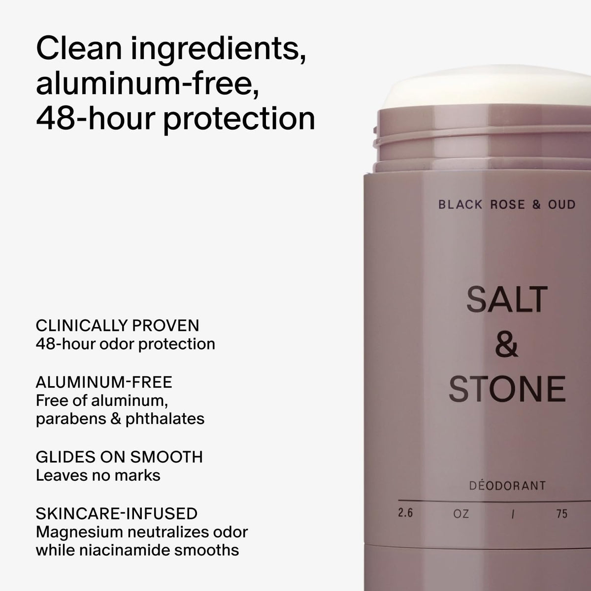 Salt & Stone Aluminum-Free Deodorant, Women & Men Santal & Vetiver 2.6 oz