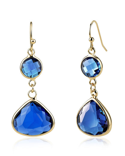 Handmade Dangle Drop Birthstone Earrings 14K Gold - Plated Hypoallergenic Lightweight & Comfortable Elegant Gemstone Earrings for Women