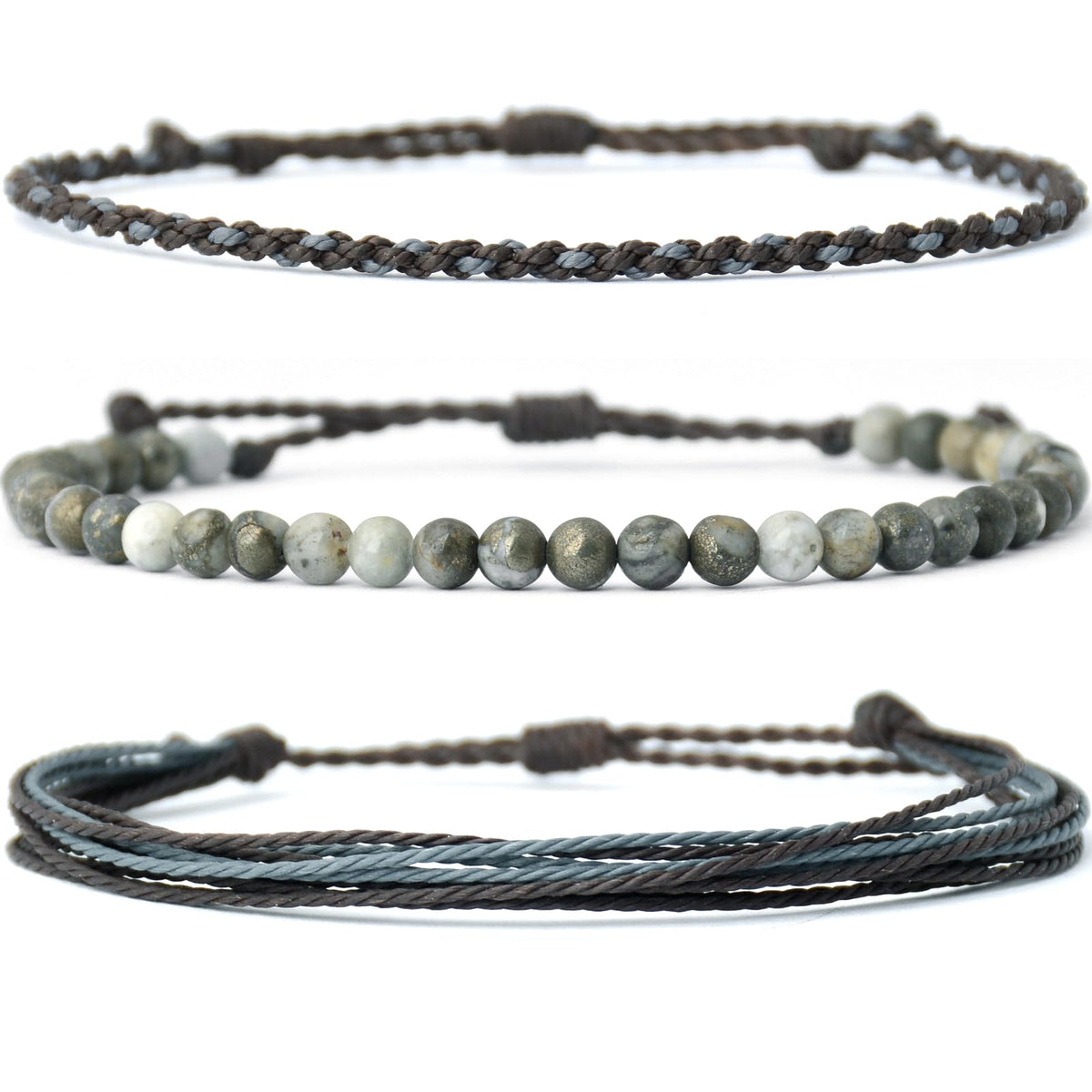 Mezcla Vida Handmade Natural Stone Beaded Healing Bracelet Gift for Men Adjustable Rope String Bracelet