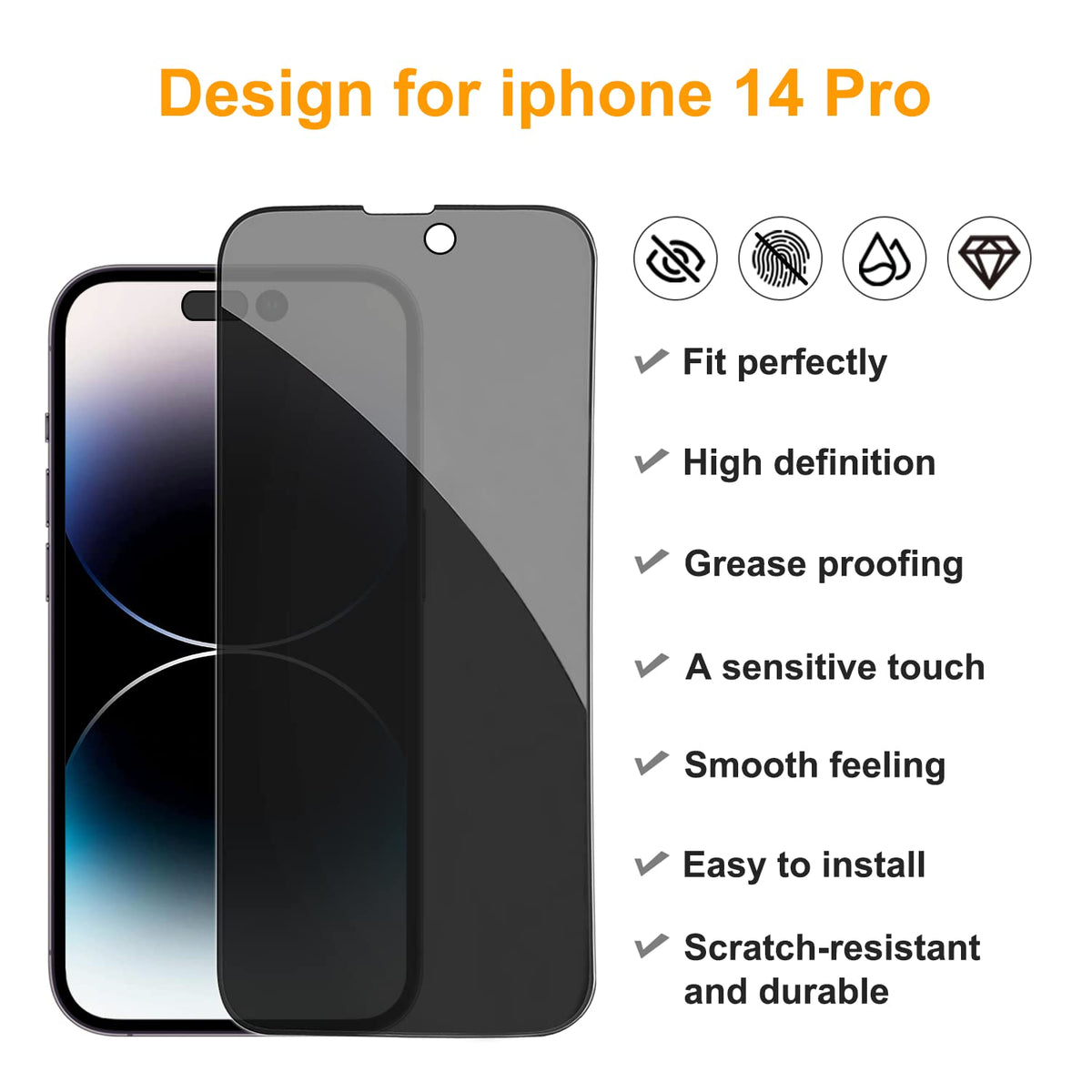 PEHAEL for iPhone 18 Pro Privacy Screen Protector+Camera Lens Protector
