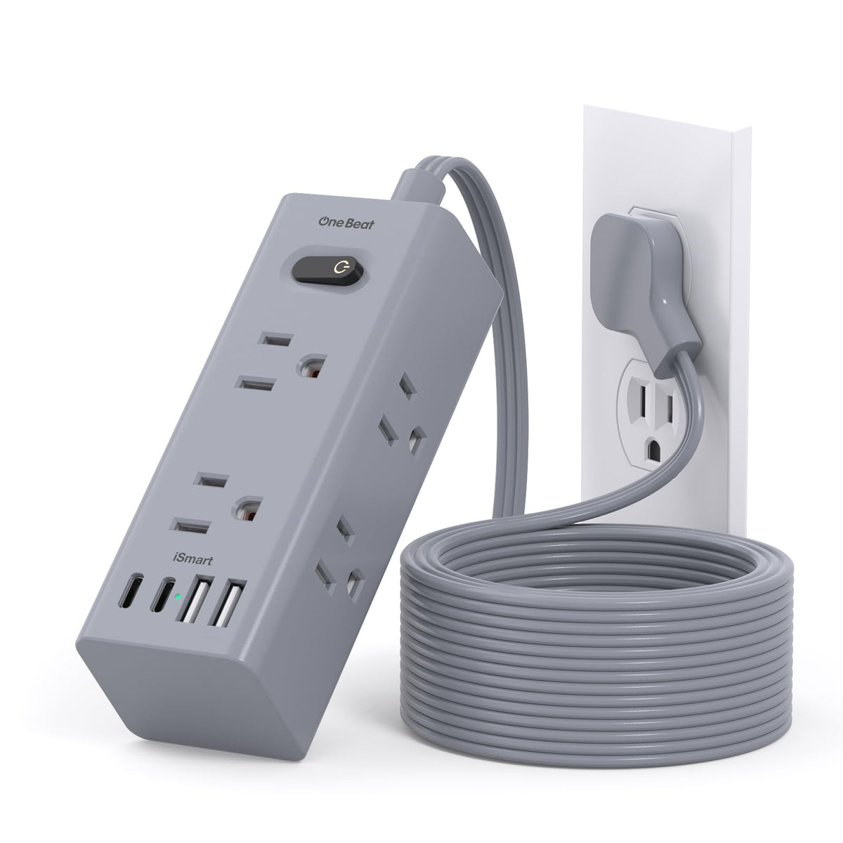 One Beat 5Ft Extension Cord with Multiple Outlets,Flat Plug Power Strip