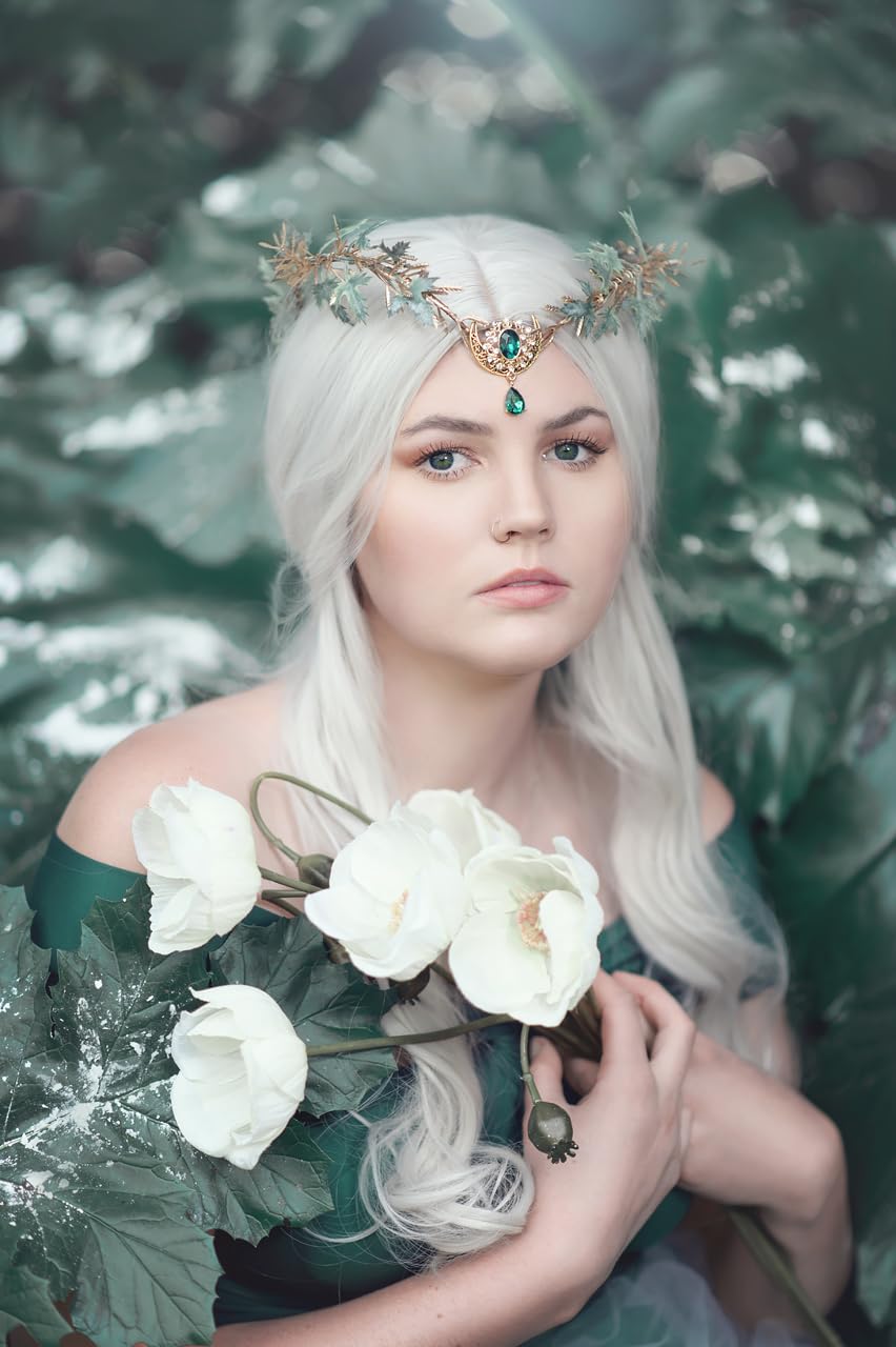 MOSTORY Renaissance Fairy Flower Crown, Woodland Elf Crown Headpiece