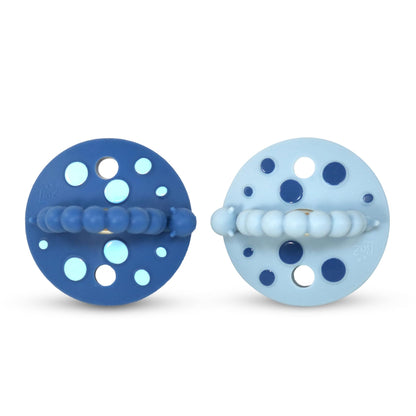 RaZbaby Soft Silicone Infant & Baby 3M+ Teether Toy Massaging Bristles Teething Relief Pacifier - Soothes Sore Gums - Hands-Free & Easy-to-Hold Chompy Teether, BPA Free (RED/Blue)