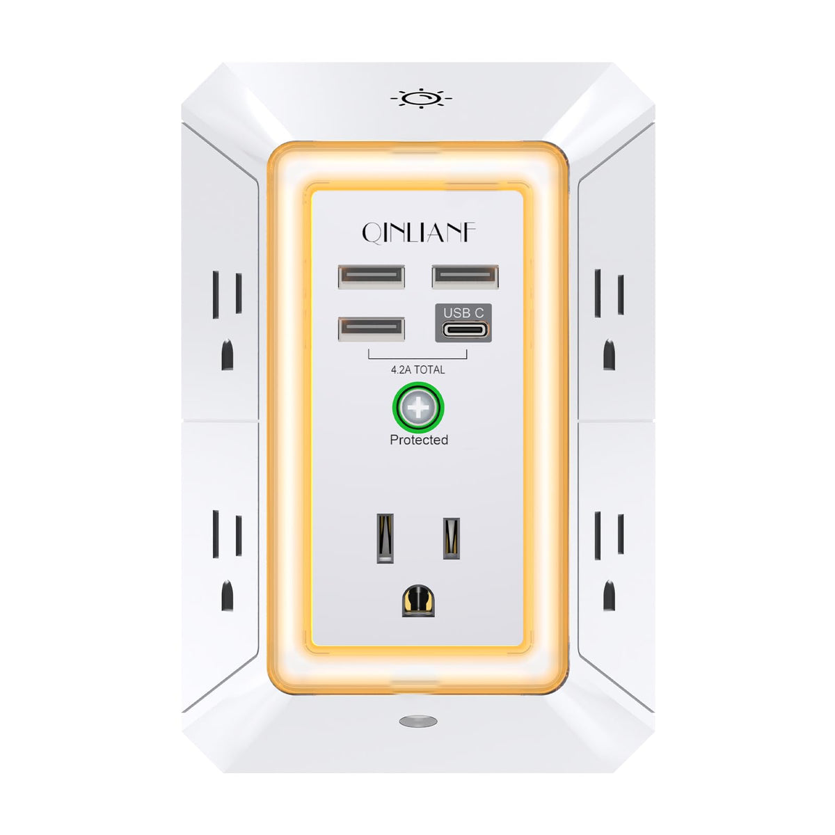 Surge Protector, QINLIANF 5 Outlet Extender with 4 USB Ports(2USB-C)
