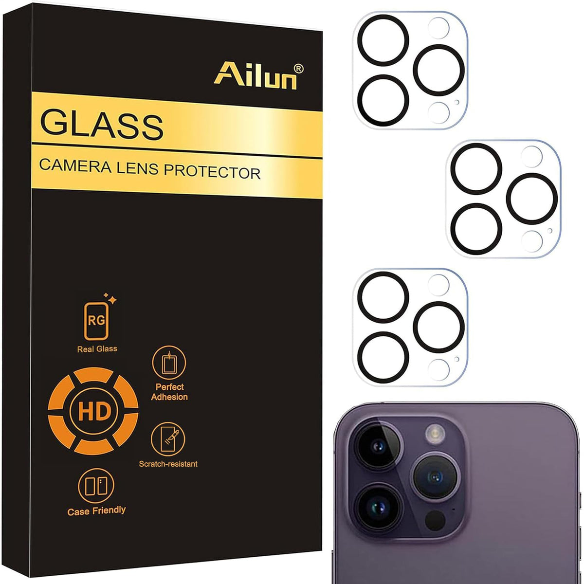 Ailun 3 Pack Camera Lens Protector for iPhone 17 Pro Max, Tempered Glass