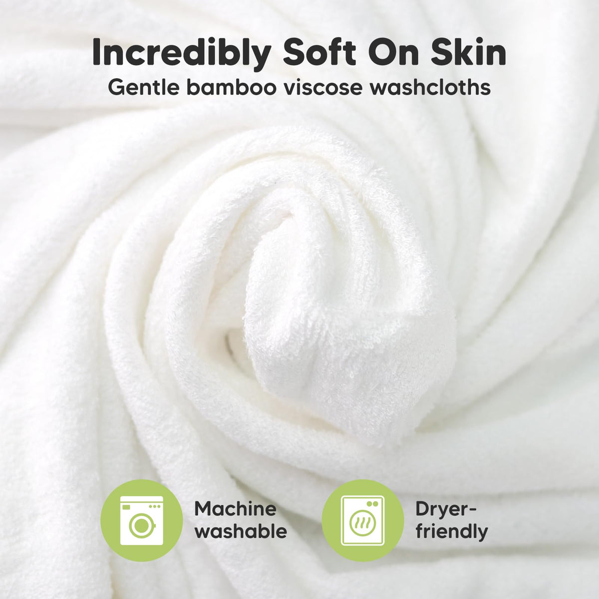 6-Pack Baby Washcloths, Soft Absorbent Washcloths for Face, Body (White)
